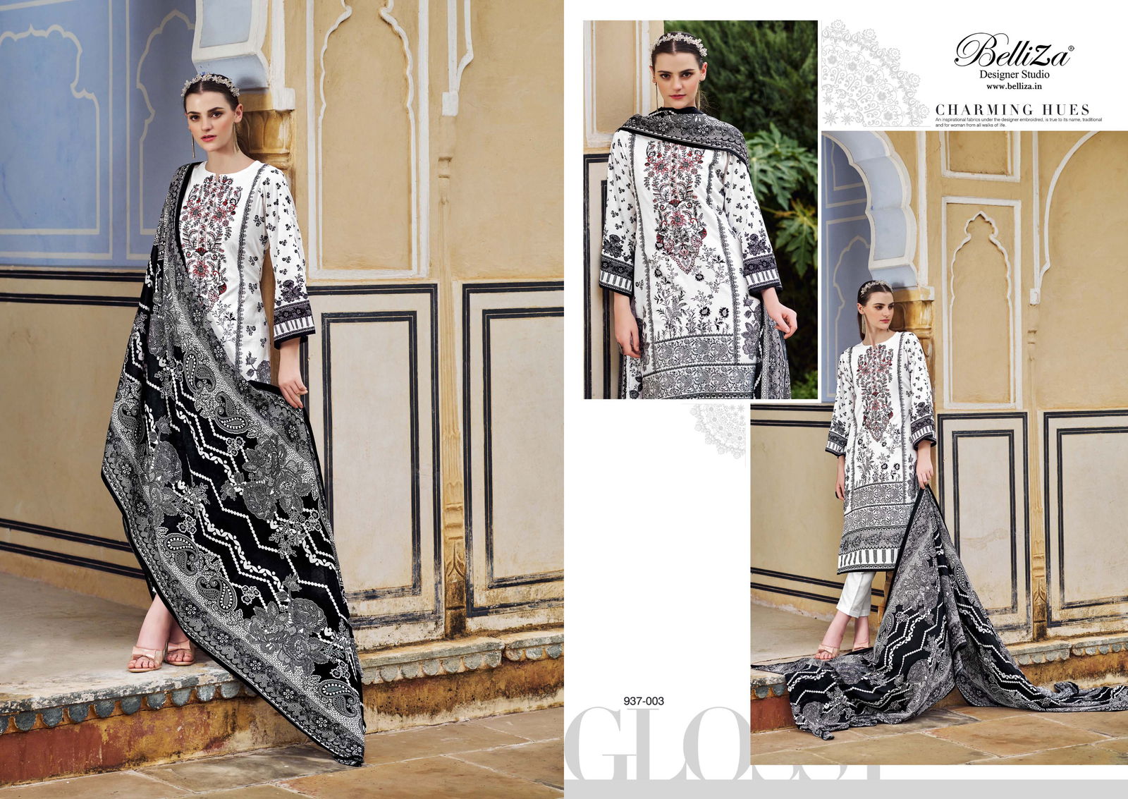 Naira Black And White Edition 3 By Belliza Cotton Dress Material Wholesale Shop In Surat
